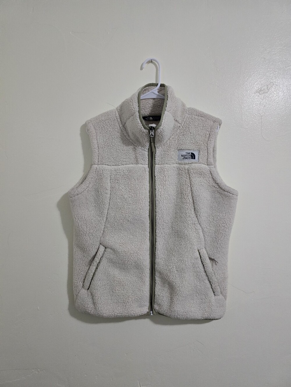 The North Face Cream Full Zip Campshire Sherpa Fleece Vest Women's Size L